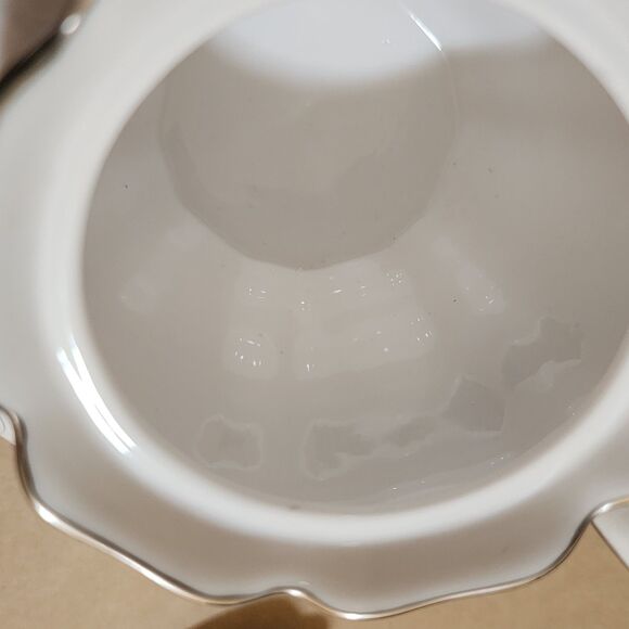 Spode Loralie Sugar Bowl with Lid Scalloped White Grey Teal Floral 4.75" Tall - Picture 8 of 9